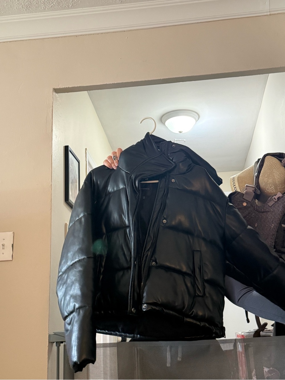 Black Womens Puffer Jacket with Hood